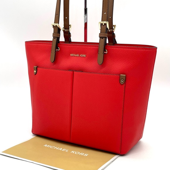 Michael Kors Medium Double Packet Pebbled Leather Tote Bag - Picture 4 of 12